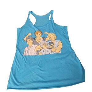 Barbell Voodoo Golden Curls Blue Graphic Tank Top